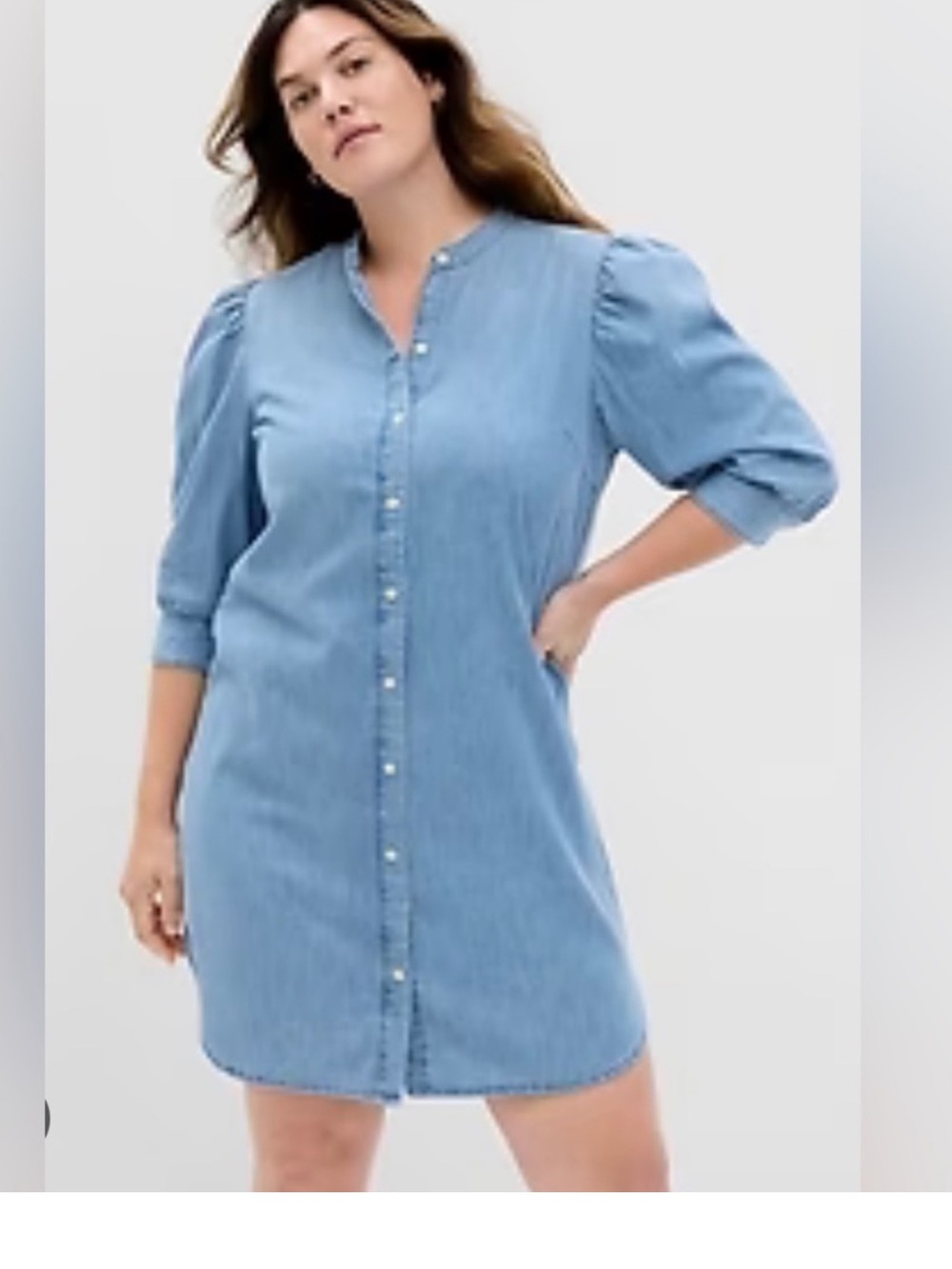Gap blue denim puff sleeve button-down dress size M